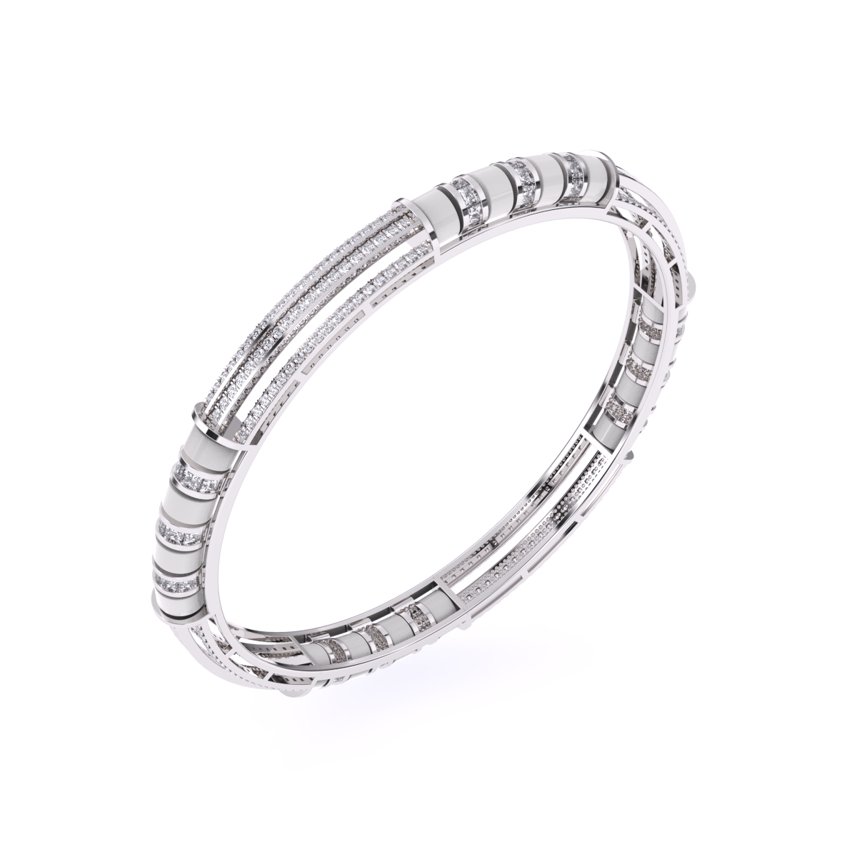 Modern Round Cluster Diamond Bangle